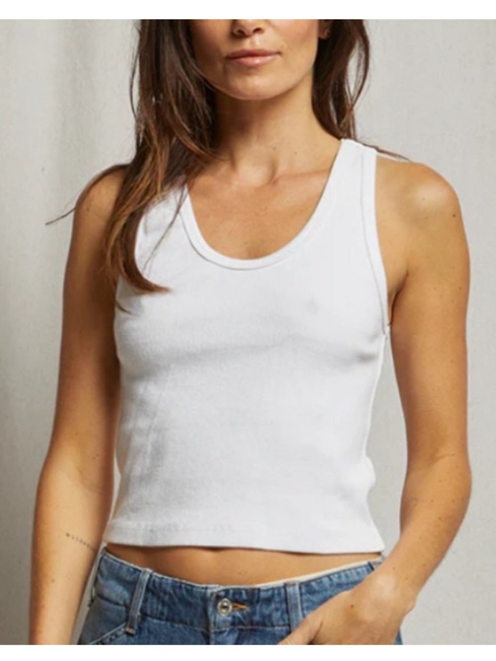Perfectwhitetee white ribbed blondie tank top womens XL basic capsule